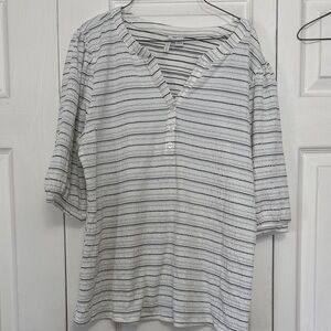 Cato White Top with Black Stripes